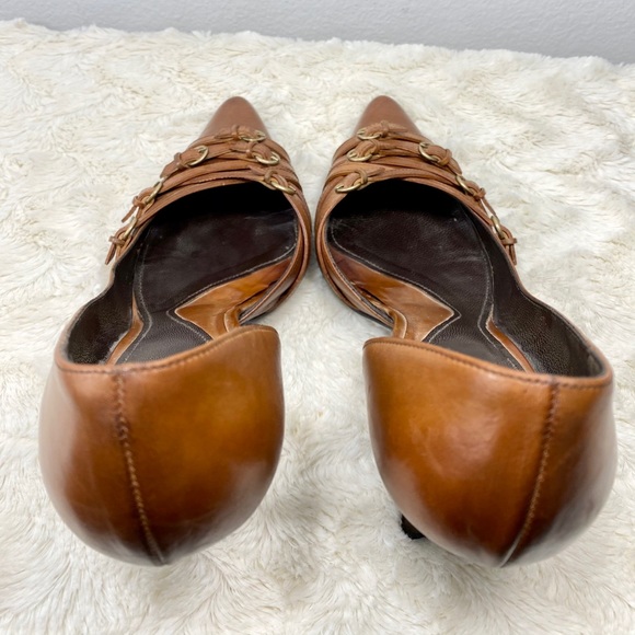 Bally Tan Leather Stilettos w/Decorative Buckles - Picture 12 of 16